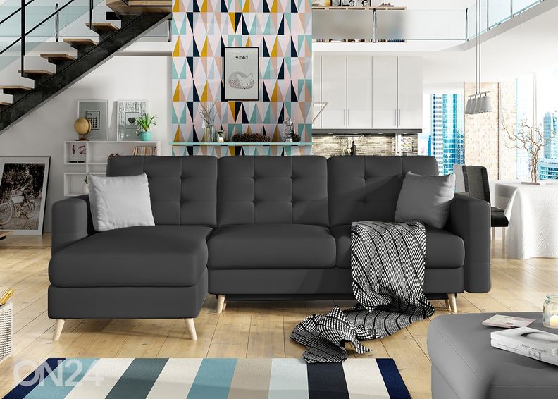 Pesukastiga nurgadiivanvoodi suurendatud