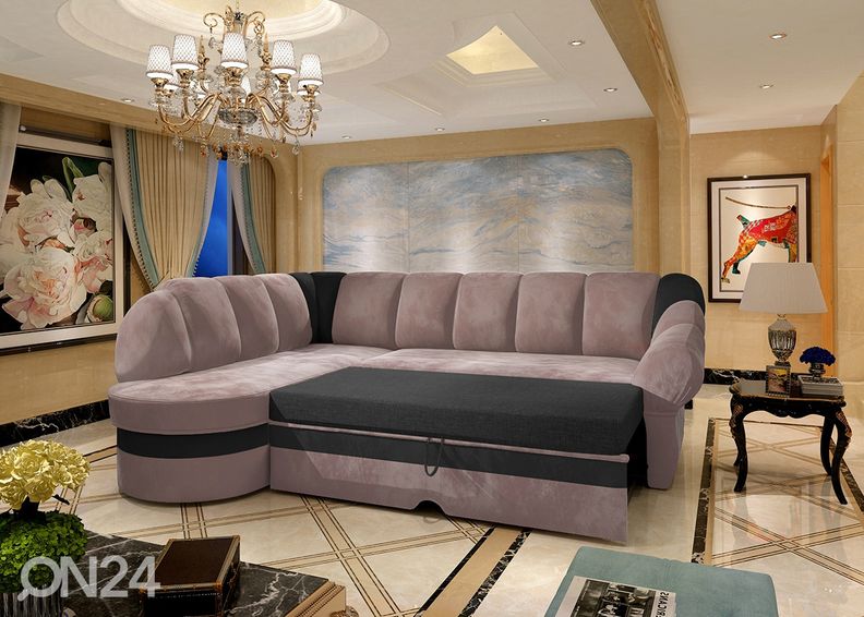 Pesukastiga nurgadiivanvoodi suurendatud