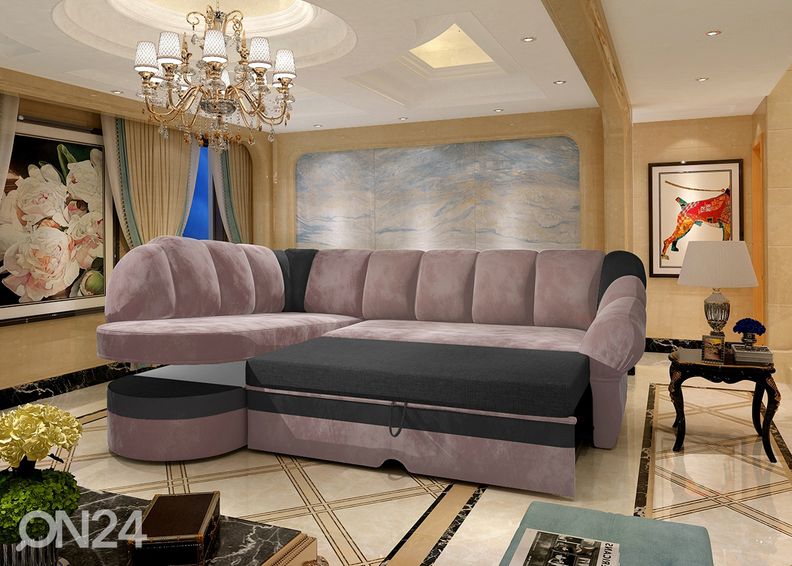 Pesukastiga nurgadiivanvoodi suurendatud