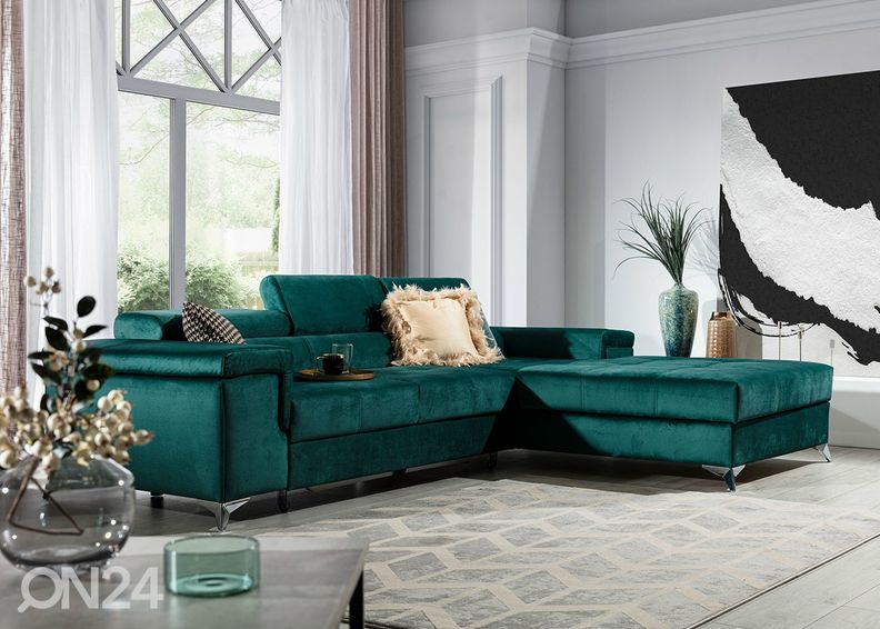 Pesukastiga nurgadiivanvoodi suurendatud