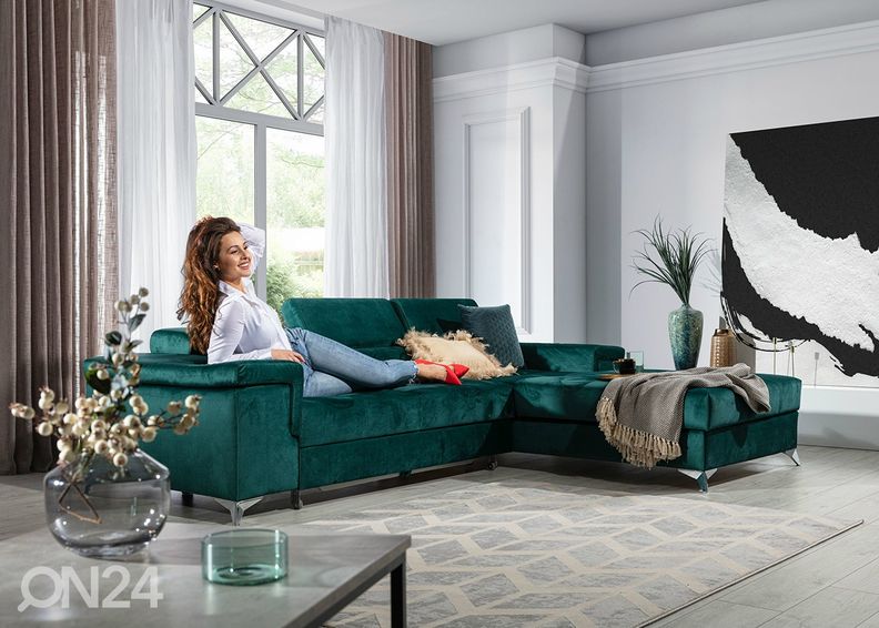 Pesukastiga nurgadiivanvoodi suurendatud