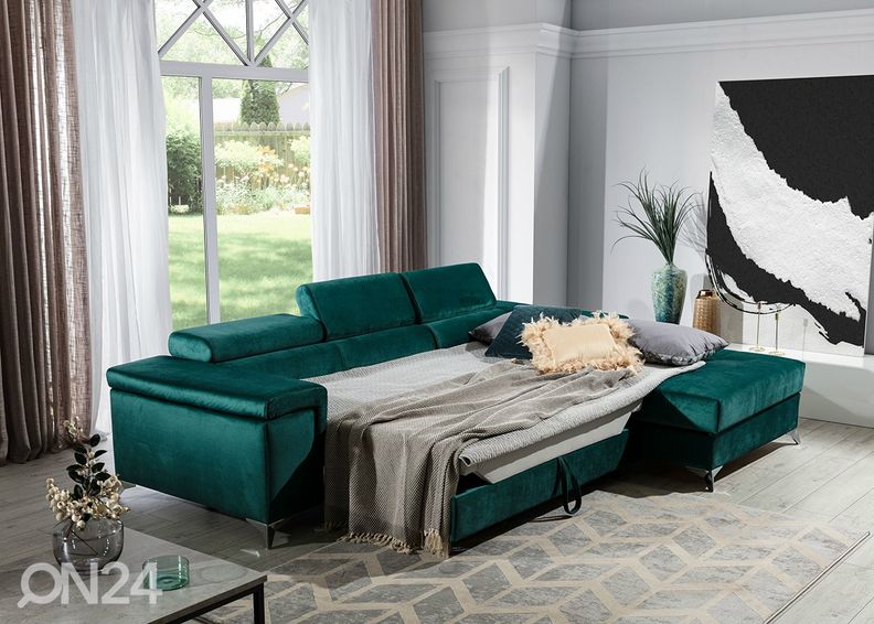 Pesukastiga nurgadiivanvoodi suurendatud