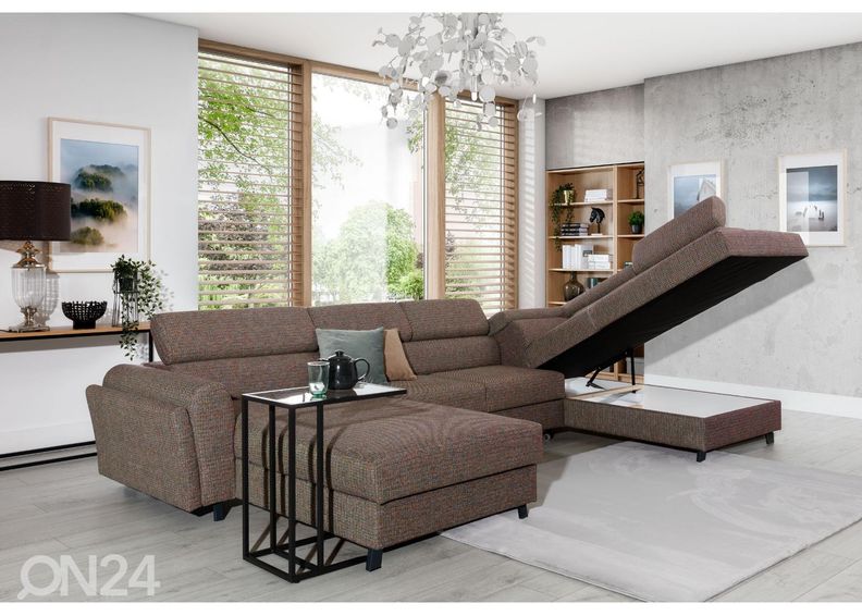 Pesukastiga nurgadiivanvoodi suurendatud