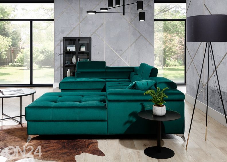 Pesukastiga nurgadiivanvoodi suurendatud