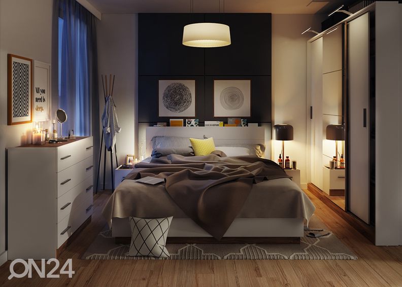 Pesukastiga voodi 140x200 cm + valgustus suurendatud