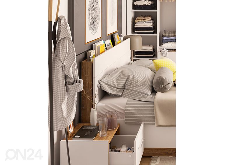 Pesukastiga voodi 180x200 cm + valgustus suurendatud