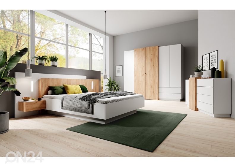 Pesukastiga voodi Olivia 160x200 cm + öökapid suurendatud