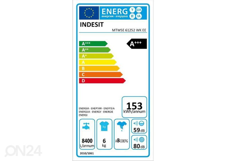 Pesumasin Indesit MTWSE61252WKEE suurendatud