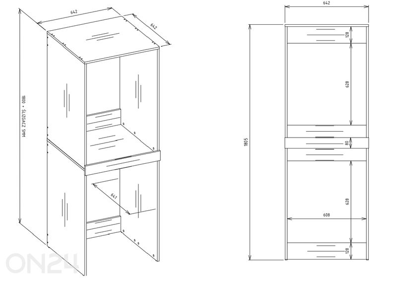 Pesumasina/kuivati kapp Pola suurendatud