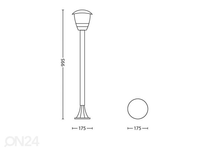 Philips Creek postvalgusti E27 valge suurendatud