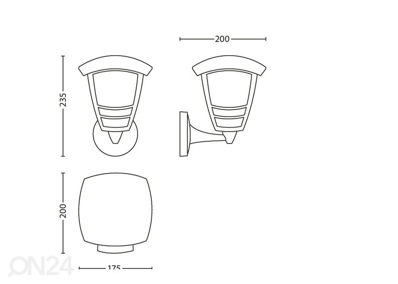 Philips Creek seinalatern E27 must suurendatud