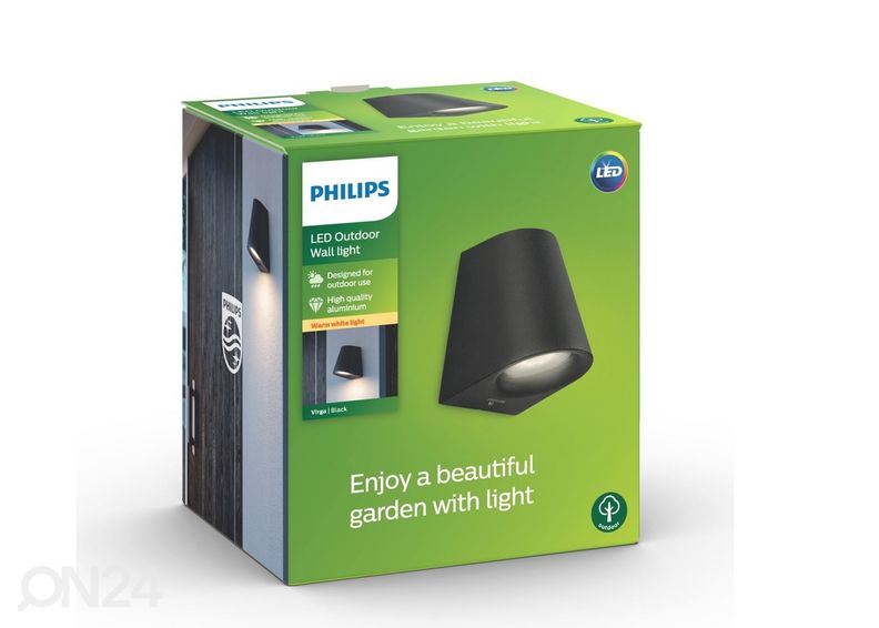 Philips Virga seinavalgusti 3 W 2700K must suurendatud