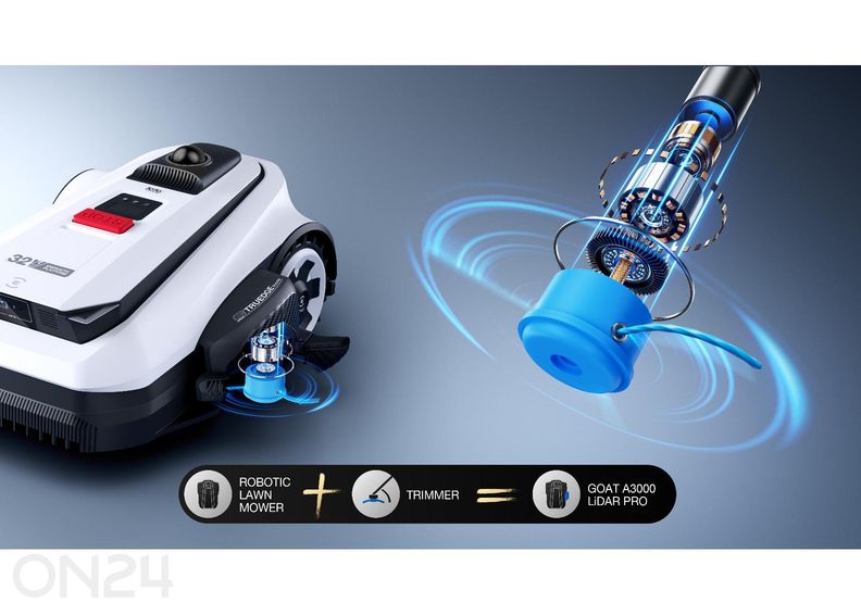 Piirdekaablivaba muruniiduk Ecovacs Goat A3000 LiDAR PRO, 3000m², TruEdge trimmer suurendatud