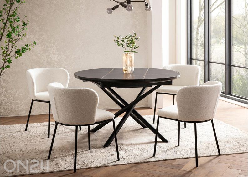 Pikendatav söögilaud Ø120 cm suurendatud