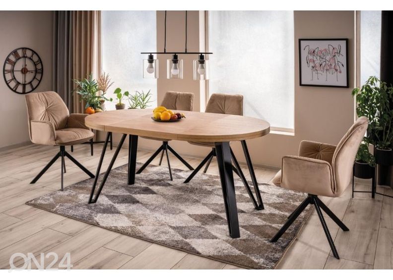 Pikendatav söögilaud 100-168x100 cm suurendatud