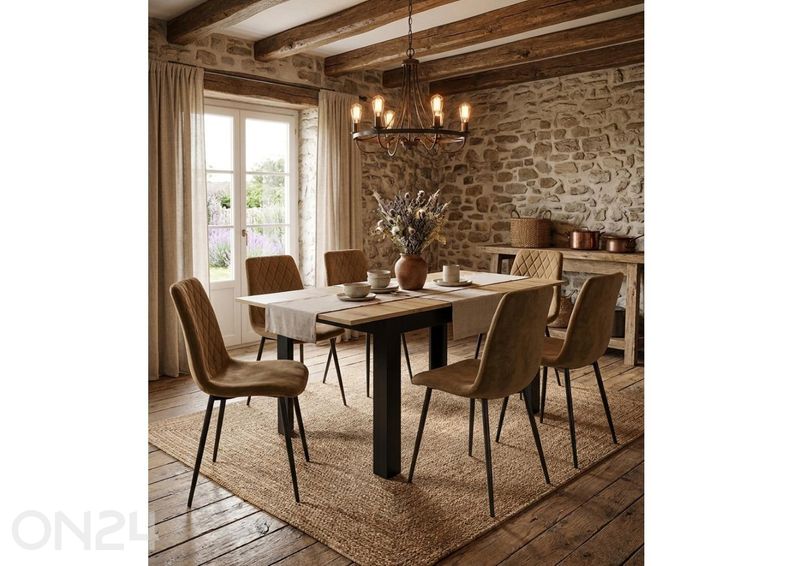 Pikendatav söögilaud 80x120/160 cm, artisan tamm/must suurendatud