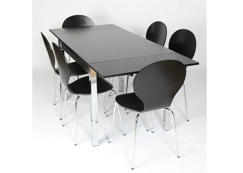 Pikendatav söögilaud 80x120-187 cm, must suurendatud