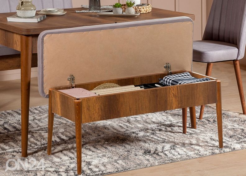 Pikendatav söögilaud 80x130-165 cm + 2 tooli+2 pinki suurendatud