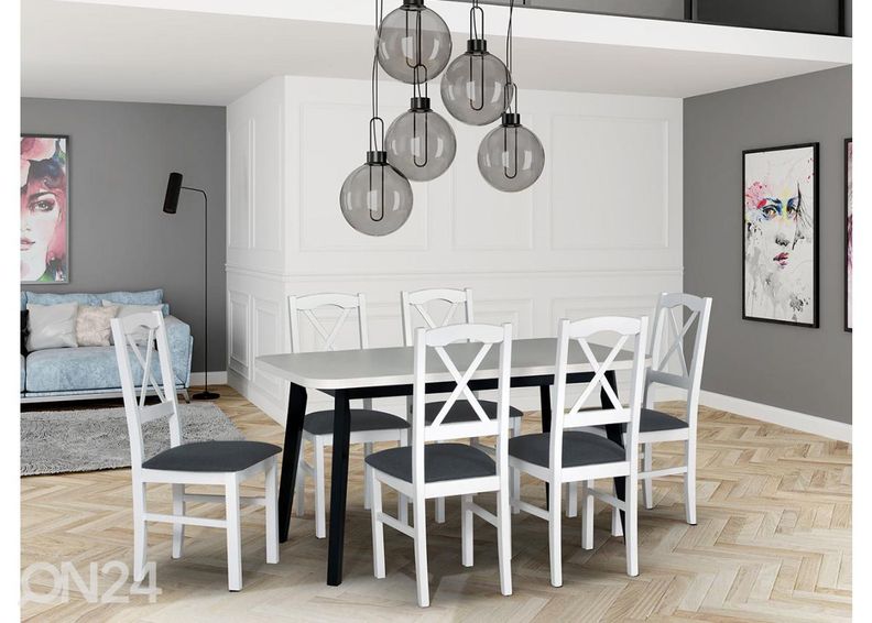 Pikendatav söögilaud 80x140-180 cm + 6 tooli suurendatud