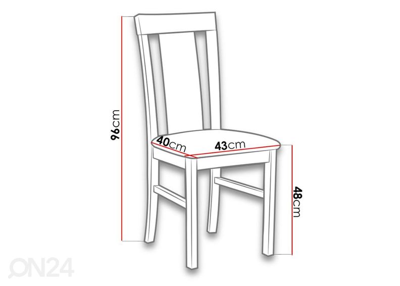 Pikendatav söögilaud 80x140-180 cm + 6 tooli suurendatud