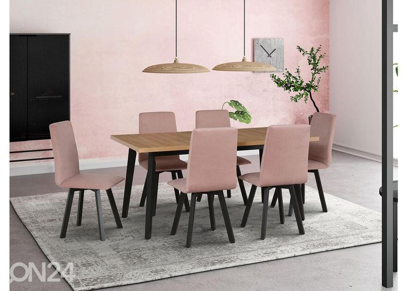 Pikendatav söögilaud 80x140-180 cm + 6 tooli suurendatud