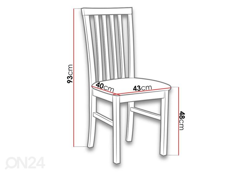 Pikendatav söögilaud 80x140-180 cm + 6 tooli suurendatud