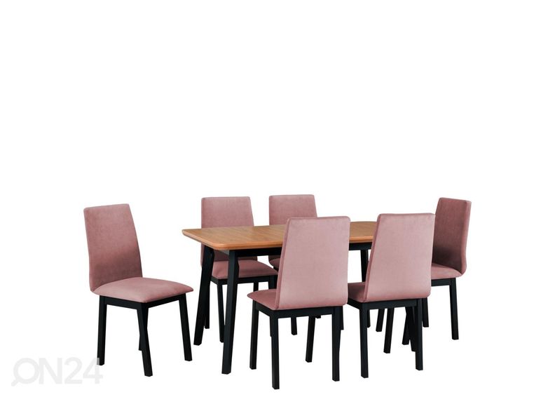 Pikendatav söögilaud 80x140-180 cm + 6 tooli suurendatud