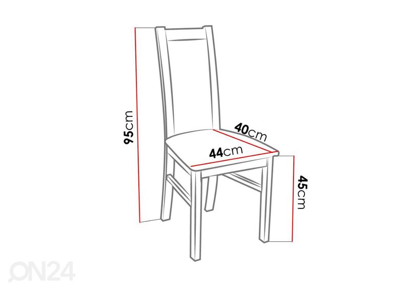 Pikendatav söögilaud 80x140-195 cm + 6 tooli suurendatud