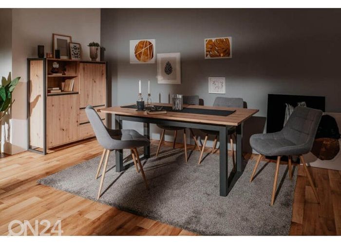 Pikendatav söögilaud Denver 160-200x90 cm, antrasiit/artison tamm suurendatud