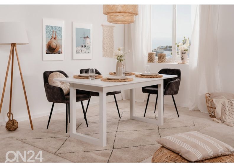 Pikendatav söögilaud Denver 160-200x90 cm, valge suurendatud