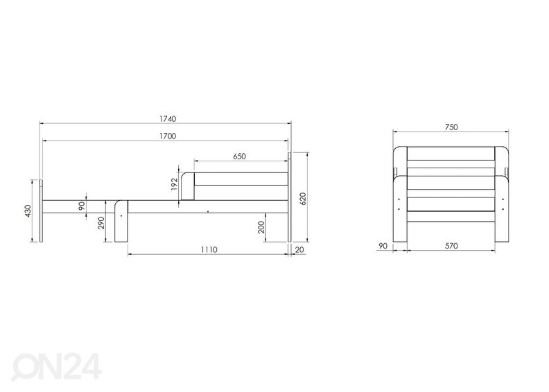 Pikendatav voodi Nora 70x120+50 cm suurendatud