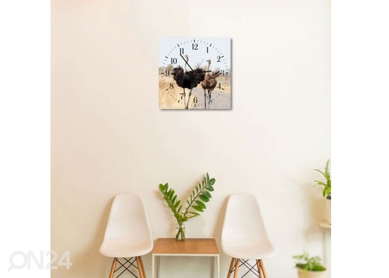 Pildiga seinakell Two ostriches suurendatud