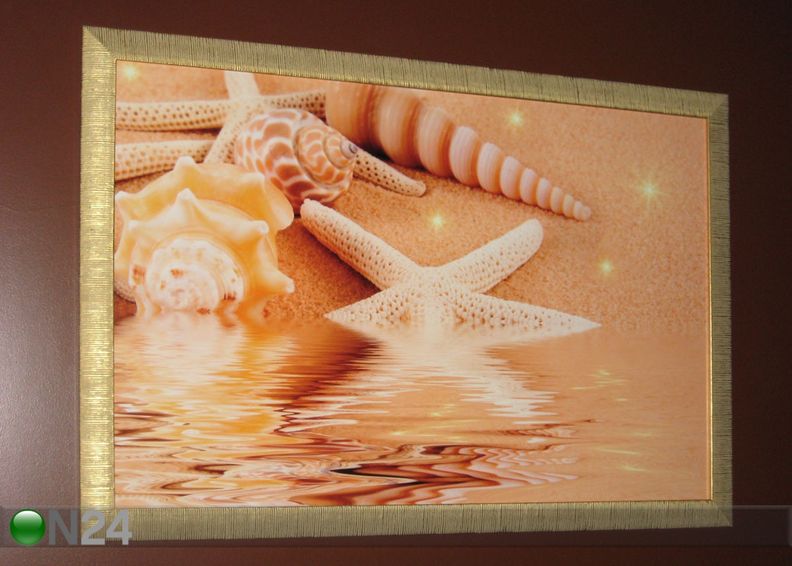Pilt Starfish and Seashells on Golden Sand 75x50 cm suurendatud