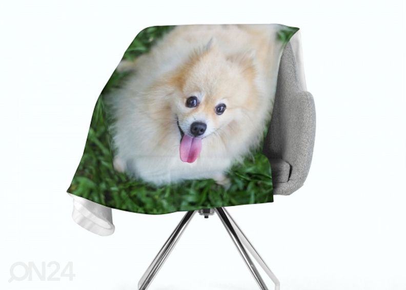 Pleed Happy Pomeranian Dog 130x150 cm suurendatud