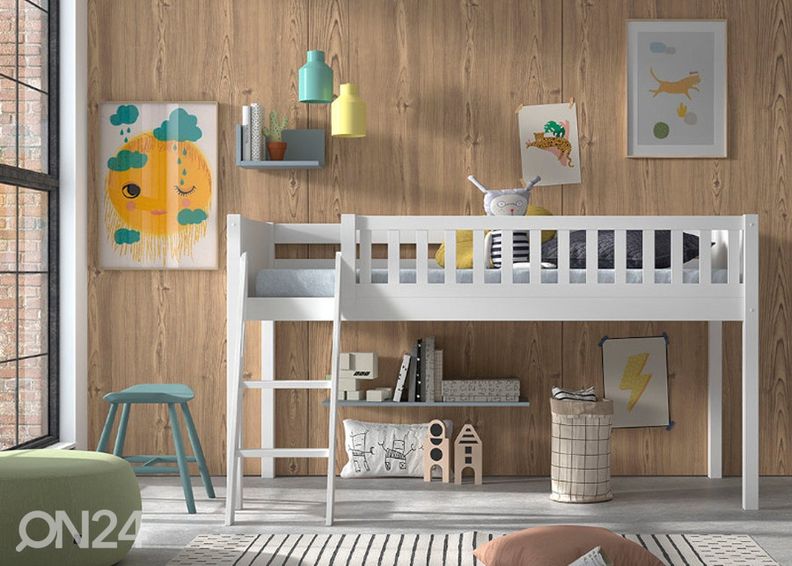 Poolkõrge voodi Scott 90x200 cm, valge suurendatud