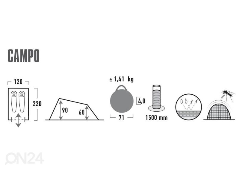 Popup telk campo helehall High Peak suurendatud