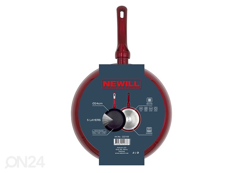 Praepann Newill Cosmo Ø 24 cm klaasist kaanega, induktsioon suurendatud