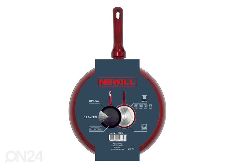 Praepann Newill Cosmo Ø 24 cm + pannikaitse, induktsioon suurendatud