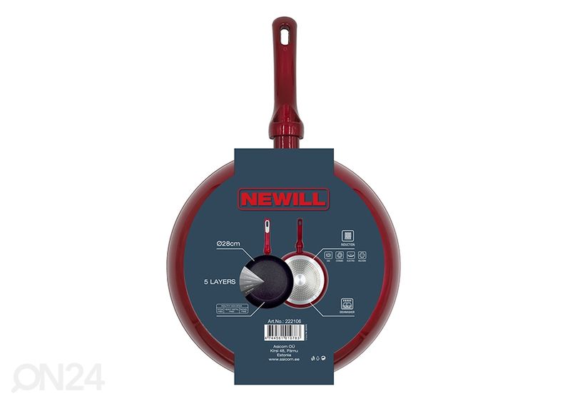Praepann Newill Cosmo Ø 28 cm + pannikaitse, induktsioon suurendatud