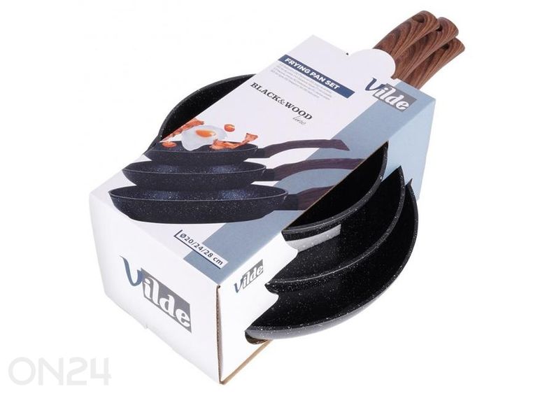 Praepannide komplekt Black&Wood 3 osa suurendatud
