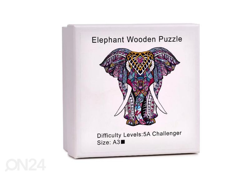 Puidust pusle Elevant 27x29 cm suurendatud