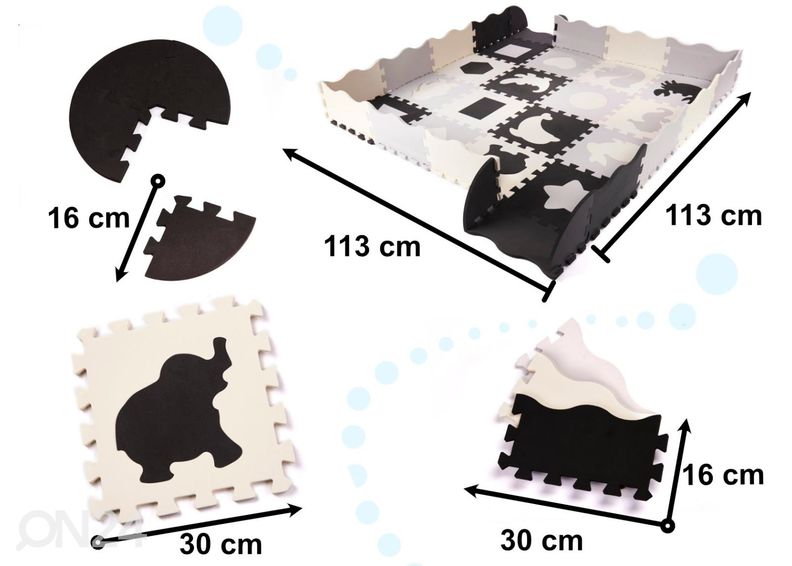 Puslematt lastele 36 tk 143x143 cm suurendatud