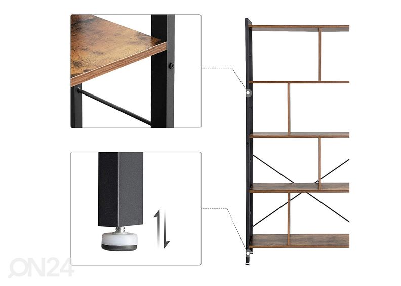 Raamaturiiul 74 cm, pruun/must suurendatud