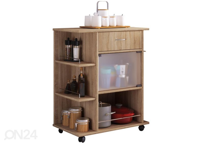 Ratastel köögiriiul Pocis 65 cm suurendatud