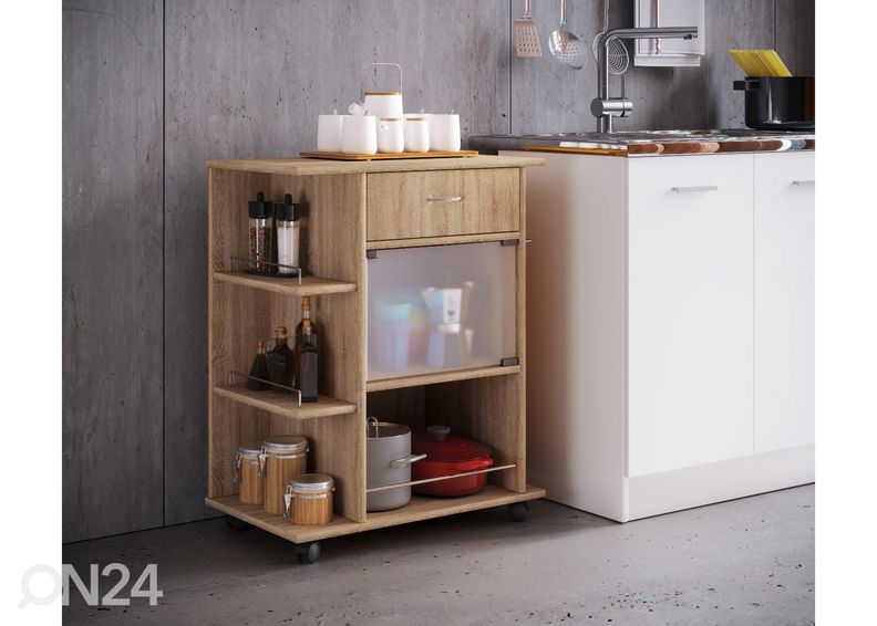 Ratastel köögiriiul Pocis 65 cm suurendatud