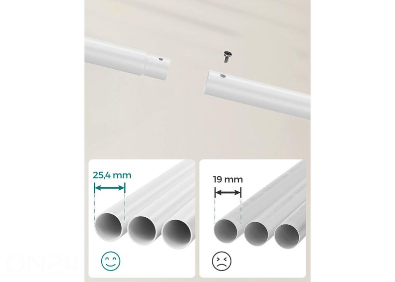 Ratastel riidestange, valge suurendatud