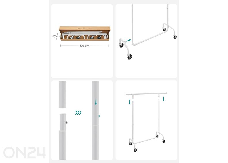 Ratastel riidestange, valge suurendatud