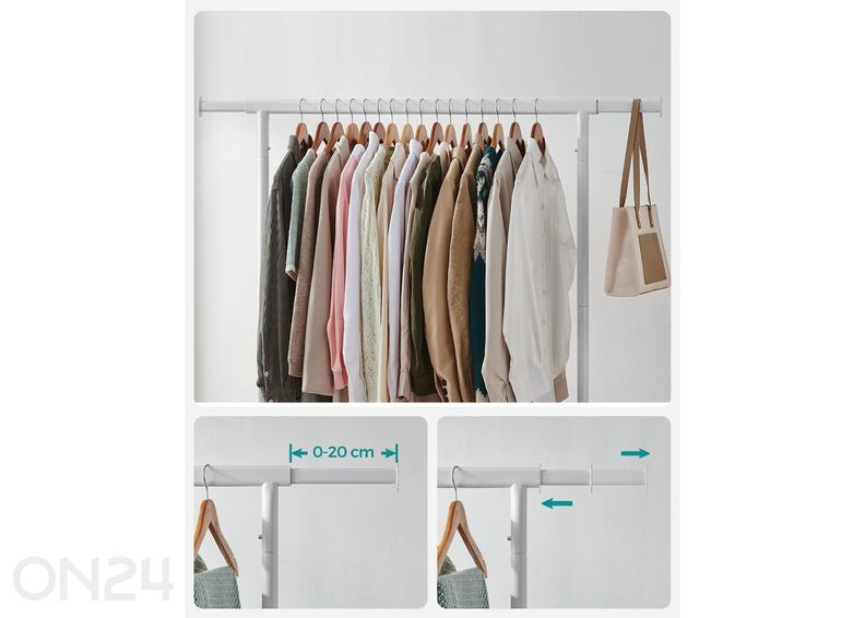 Ratastel riidestange, valge suurendatud