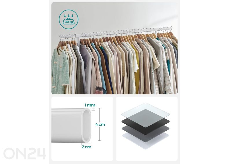 Ratastel riidestange, valge suurendatud