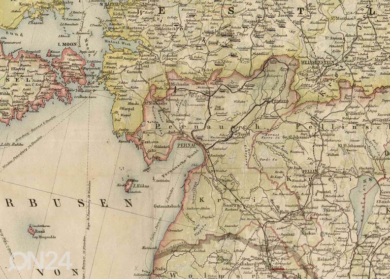 Regio Seinakaart Liv-Est-Kurland 1898 raamiga suurendatud